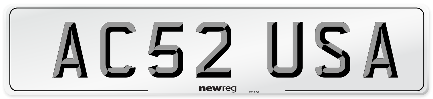 AC52 USA Number Plate from New Reg